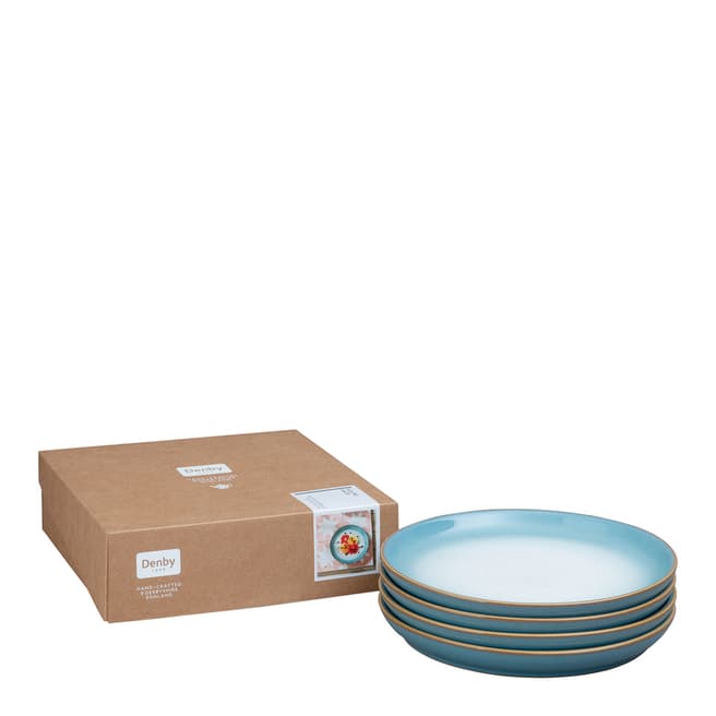 Denby Set of 4 Azure Haze Coupe Dinner Plates