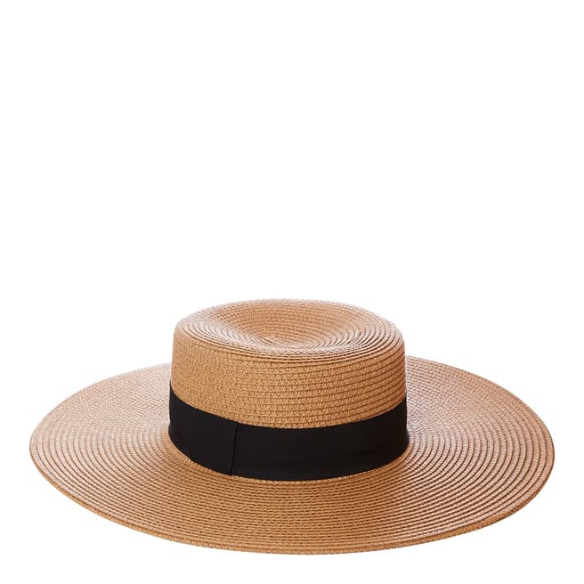 N°· Eleven Tan Woven Wide Brim Sun Hat