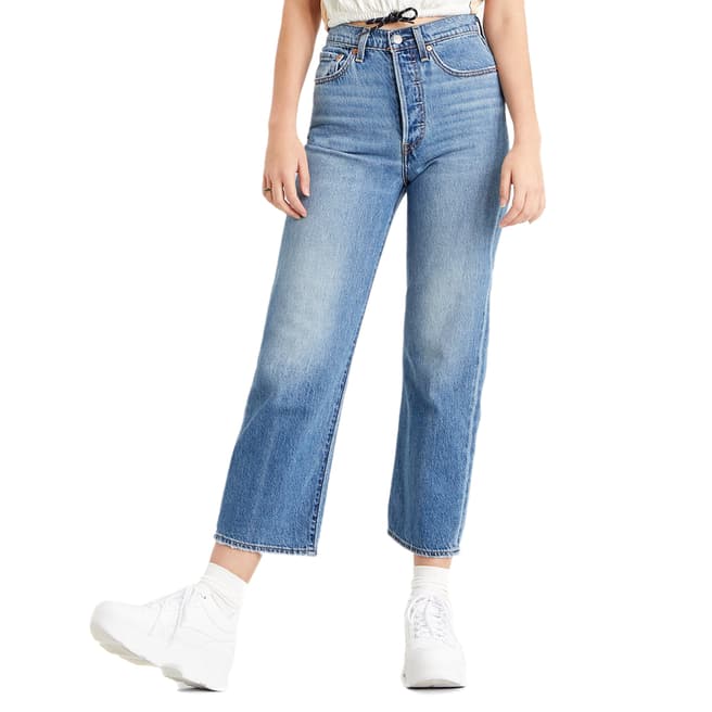 Levi's Mid Blue Ribcage Straight Stretch Jeans