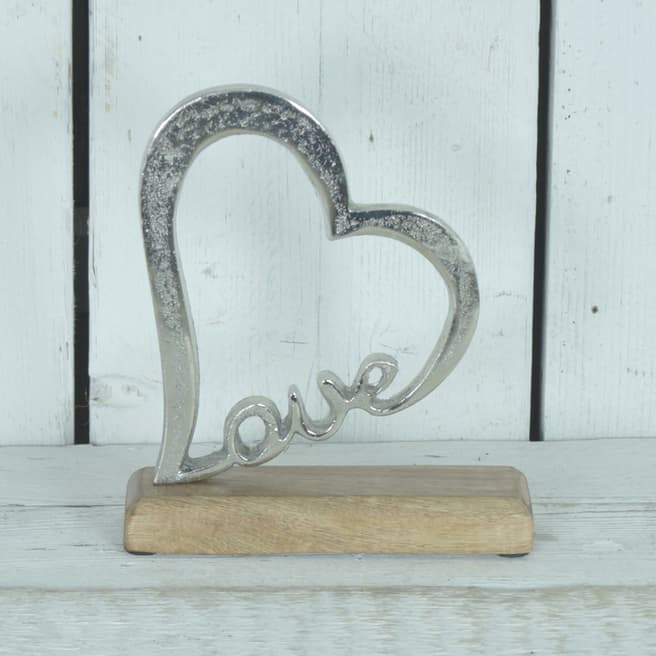 The Satchville Gift Company Aluminium heart on wood base