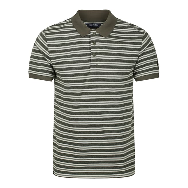 Regatta Dark Khaki Striped Polo Shirt