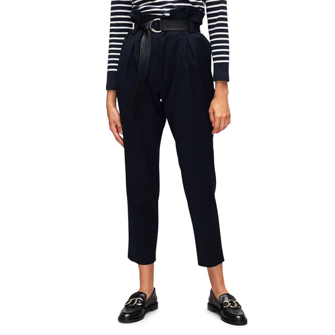 Claudie Pierlot Navy Belted High Waisted Trousers
