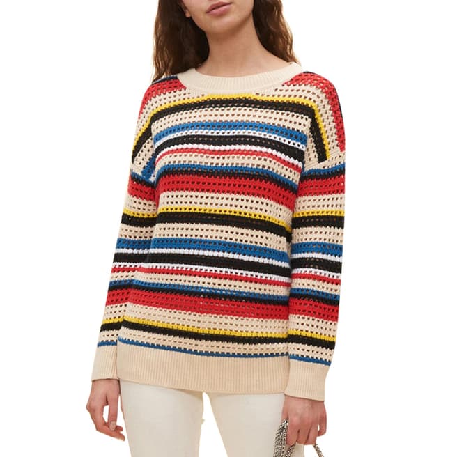 Claudie Pierlot Multi- Coloured Stripe Cotton Knit Jumper