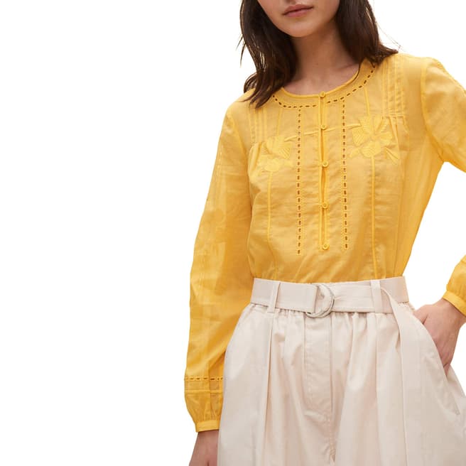 Claudie Pierlot Yellow Embroidered Blouse