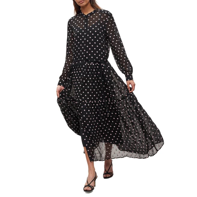 Claudie Pierlot Black Floral Print Sheer Maxi Dress