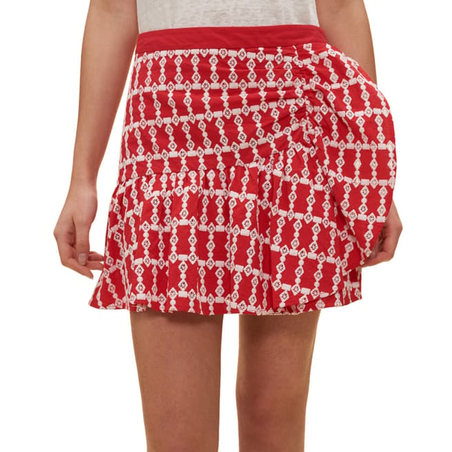 Claudie Pierlot Red Printed Frill Skirt