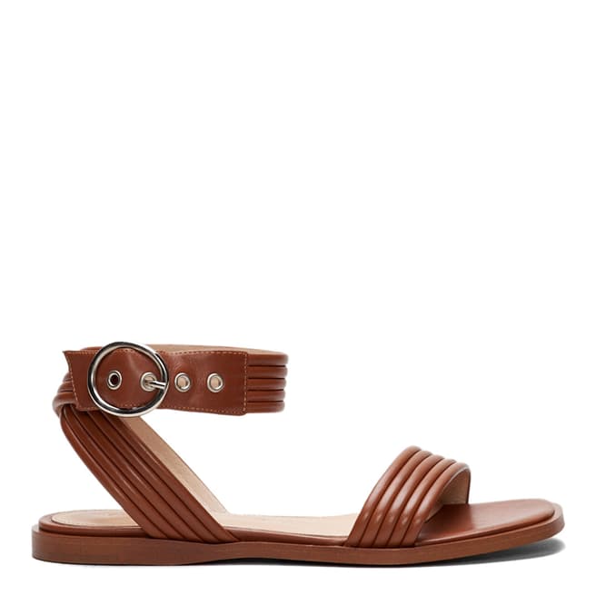 Claudie Pierlot Tan Abaccae Leather Flat Sandals