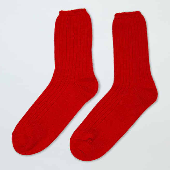 N°· Eleven Red Cashmere Ribbed Socks