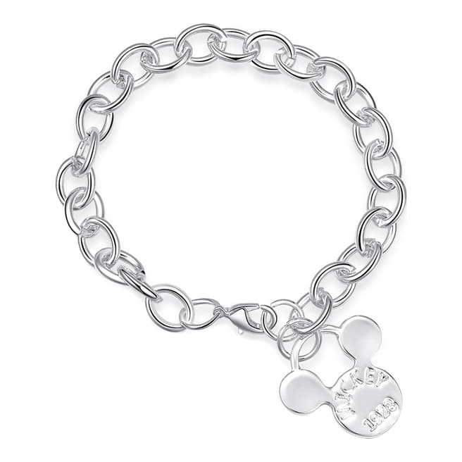 Ma Petite Amie White Gold Plated Mickey Mouse Bracelet with Swarovski Crystals