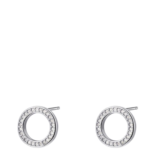 Ma Petite Amie White Gold Plated Circle Earrings with Swarovski Crystals
