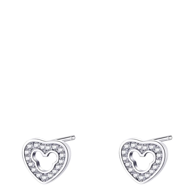 Ma Petite Amie White Gold Plated Heart Earrings with Swarovski Crystals
