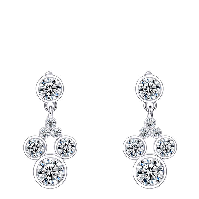 Ma Petite Amie White Gold Plated Mickey Mouse Earrings with Swarovski Crystals