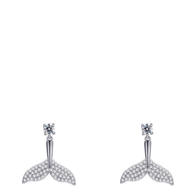 Ma Petite Amie White Gold Plated Mermaid Tail Earrings with Swarovski Crystals