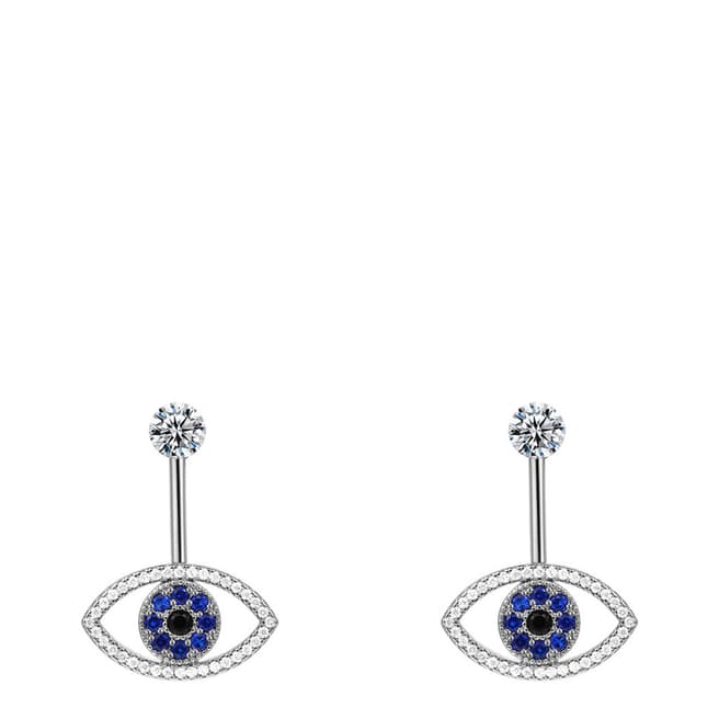 Ma Petite Amie White Gold Plated Eye Earrings with Swarovski Crystals