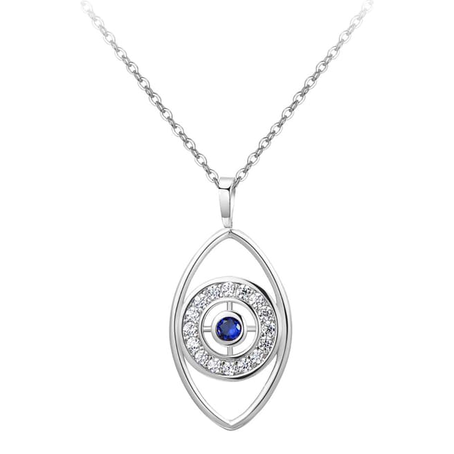 Ma Petite Amie White Gold Plated Eye Necklace with Swarovski Crystals