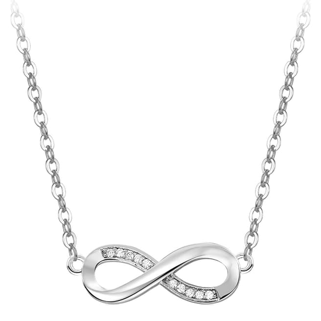 Ma Petite Amie White Gold Plated Infinity Necklace with Swarovski Crystals