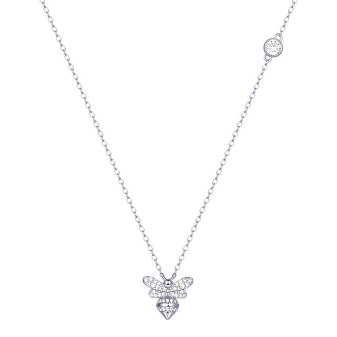 Ma Petite Amie White Gold Plated Bumble Bee Necklace with Swarovski Crystals