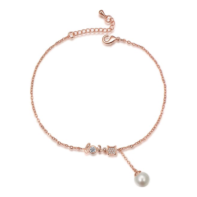 Ma Petite Amie Rose Gold Plated Pearl Bracelet with Swarovski Crystals
