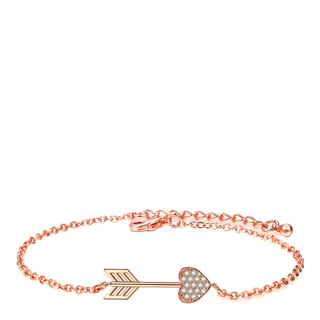 Ma Petite Amie Rose Gold Plated Heart Arrow Bracelet with Swarovski Crystals