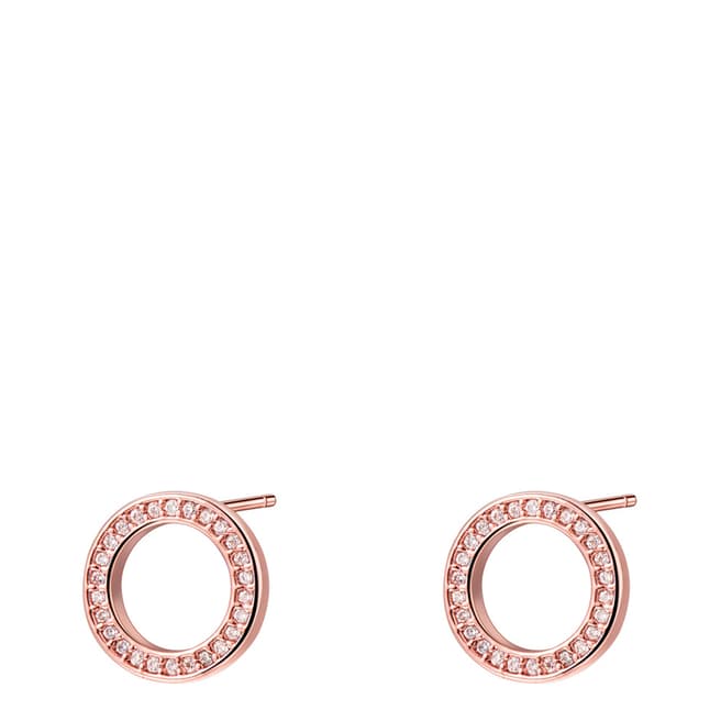 Ma Petite Amie Rose Gold Plated Circle Earrings with Swarovski Crystals