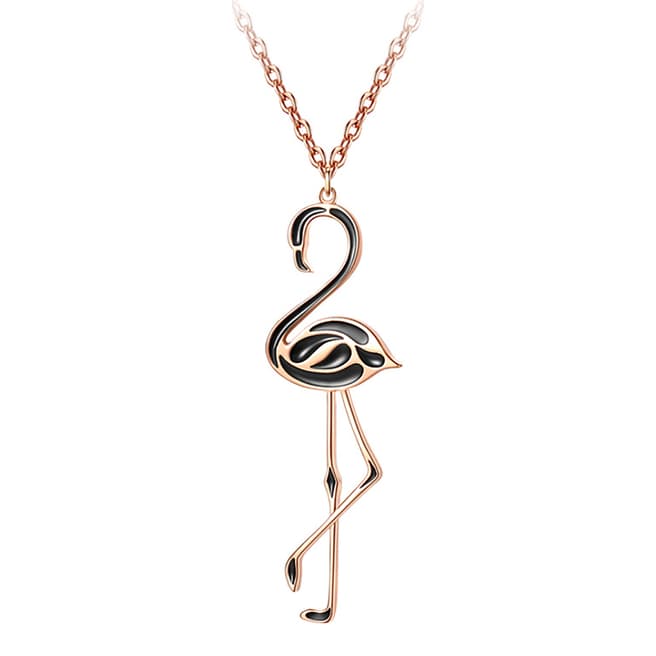Ma Petite Amie Rose Gold Plated Flamingo Necklace with Swarovski Crystals