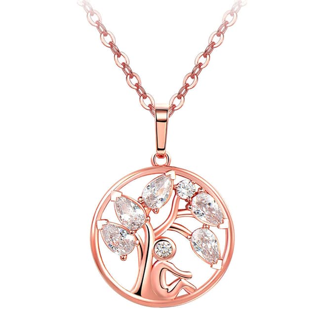 Ma Petite Amie Rose Gold Plated Tree Necklace with Swarovski Crystals