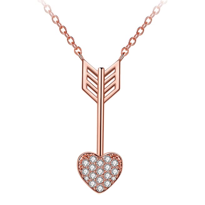 Ma Petite Amie Rose Gold Plated Heart Arrow Necklace with Swarovski Crystals