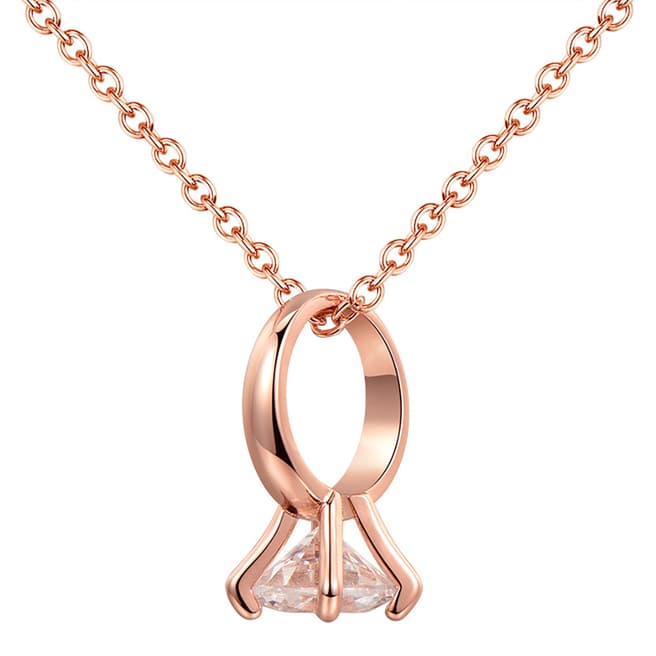 Ma Petite Amie Rose Gold Plated Ring Necklace with Swarovski Crystals
