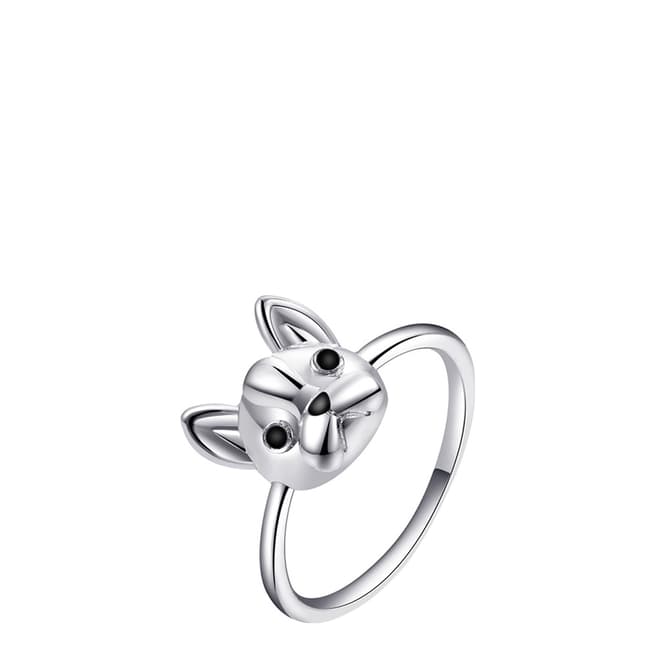 Ma Petite Amie White Gold Plated Cat Ring with Swarovski Crystals