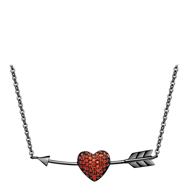 Ma Petite Amie Black Plated Heart Necklace with Swarovski Crystals