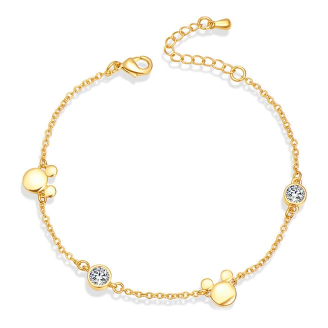 Ma Petite Amie Gold Plated Mickey Mouse Bracelet with Swarovski Crystals