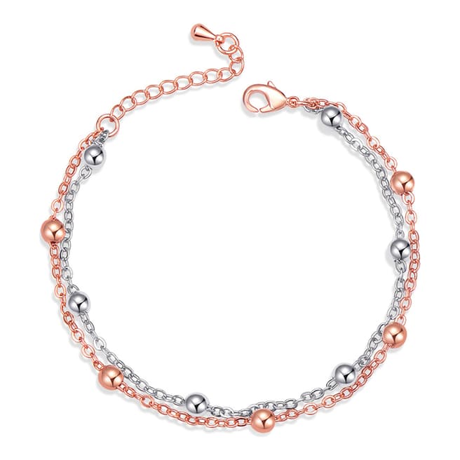 Ma Petite Amie Rose Gold Plated Two Chain Bracelet with Swarovski Crystals