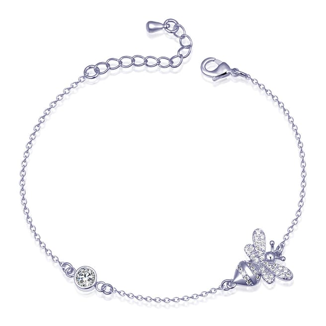 Ma Petite Amie White Gold Plated Bumble Bee Bracelet with Swarovski Crystals