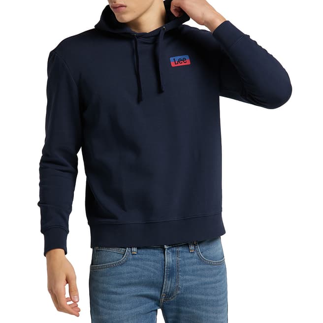 Lee Jeans Navy Branded Hooded Cotton Jumper