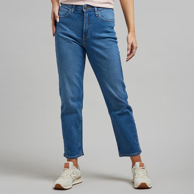 Lee Jeans Mid Blue Carol Straight Leg Stretch Jeans