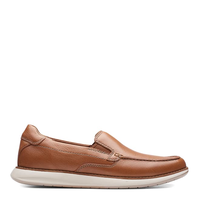 Clarks Tan Leather Pilot Step Loafers