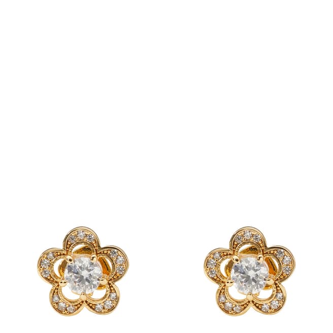 Kate Spade Gold Jeweled Stencil Scallop Stud Earrings