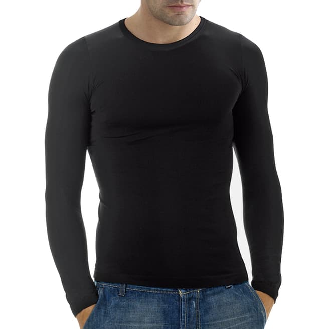 Controlbody Black Round Neck Long Sleeved T-Shirt