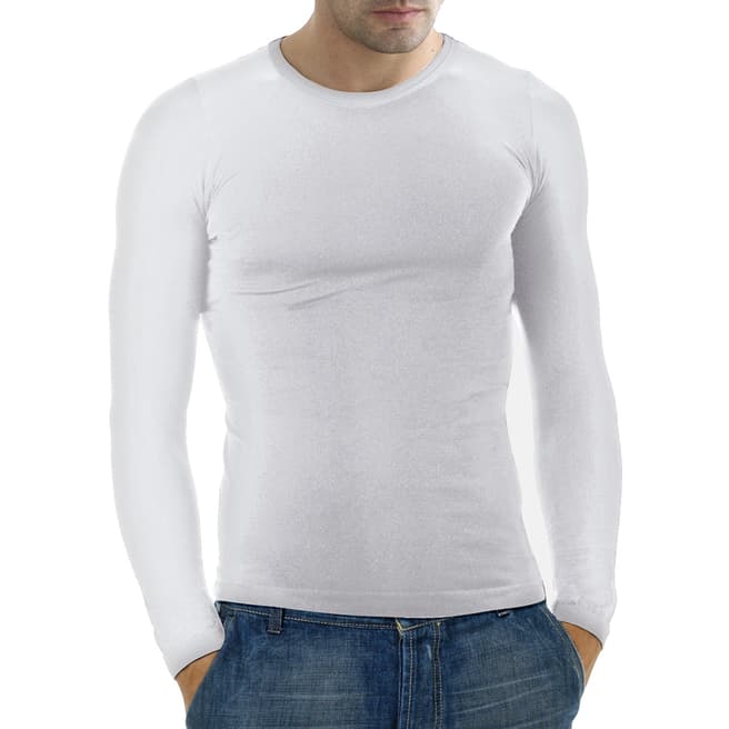 Controlbody White Round Neck Long Sleeved T-Shirt