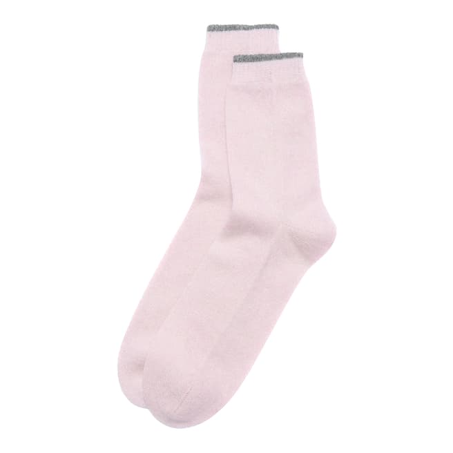 Laycuna London Pink/White Cashmere Socks 