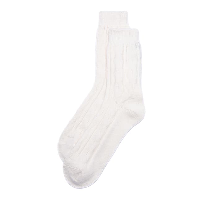 Laycuna London Luxury White Cashmere Socks