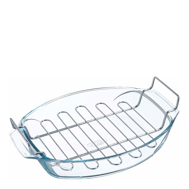 Pyrex Oval Roaster with Rack, 39cm