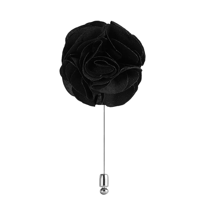 Reiss Black Piani Flower Pin