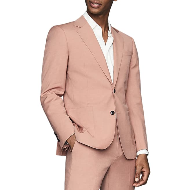 Reiss Pink Fantasy Wool Blend Suit Jacket