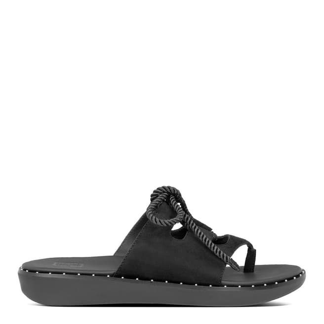 FitFlop All Black Felicity Lace-Up Suede Toe Post Sandals
