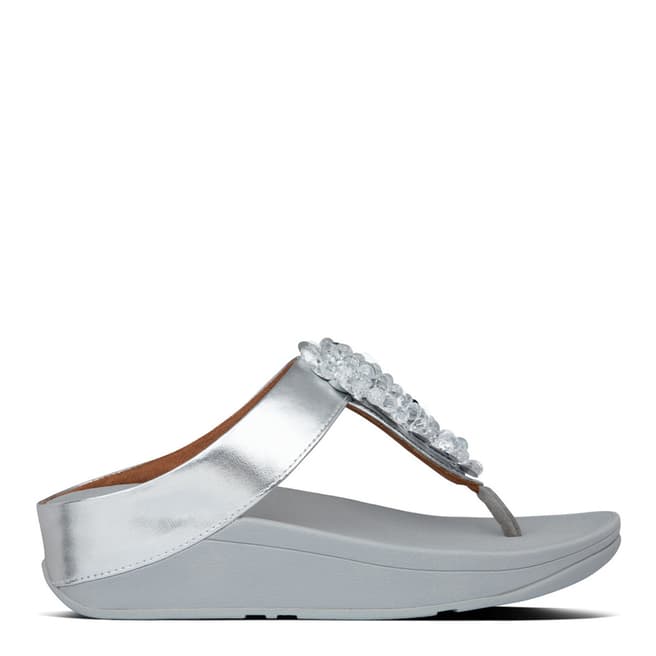 FitFlop Silver Fino Sequin Toe Post Sandals