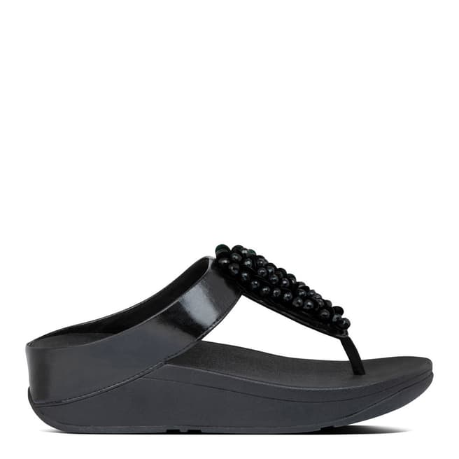 FitFlop All Black Fino Sequin Toe Post Sandals