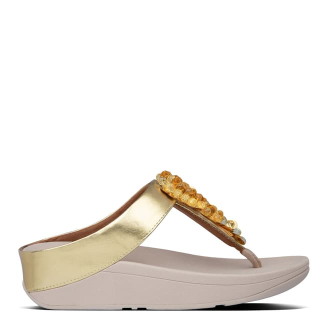 FitFlop Vintage Gold Fino Sequin Toe Post Sandals
