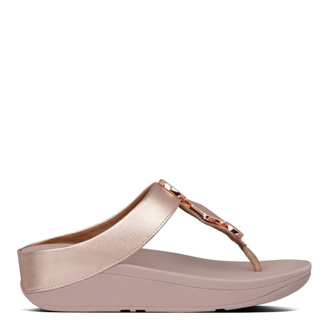 FitFlop Rose Gold Leia Leather Toe Post Sandals