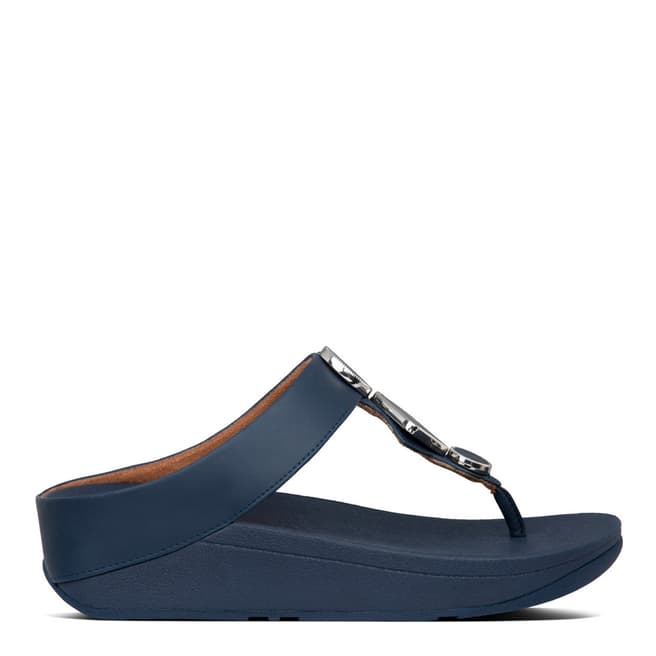 FitFlop Midnight Navy Leia Leather Toe Post Sandals
